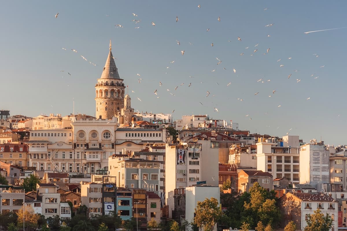 The Galata Tower above the rooftops of Istanbul