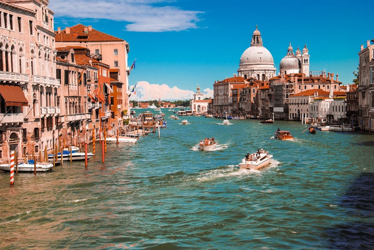 Boats on the Grand Canal in Venice